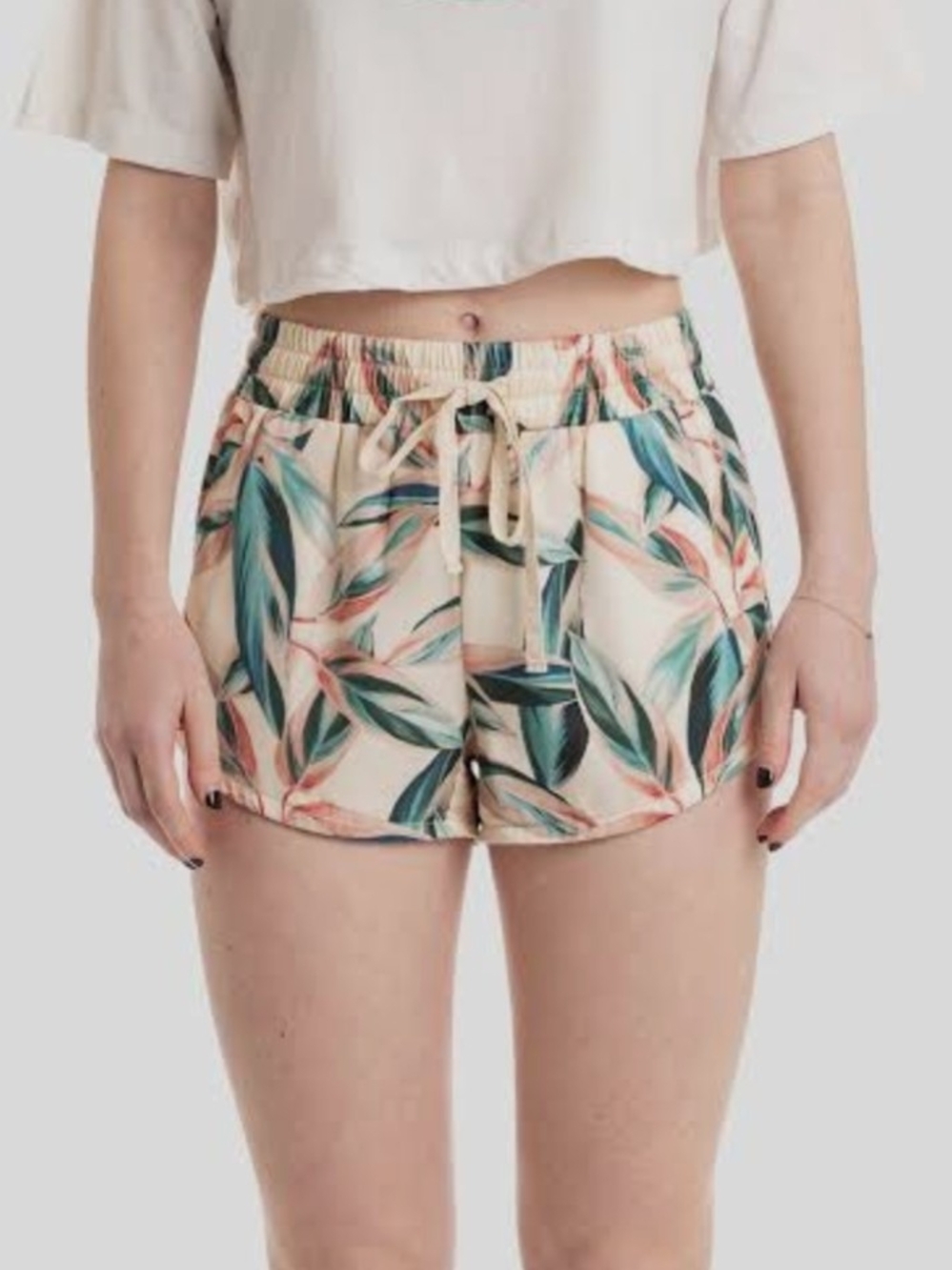 Jetty Dune Shorts Green Tropical Leaf Women's M  Hybrid Hiking Coastal Surf EUC